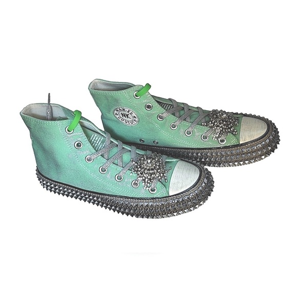 NIB Nan-Ku X Free People Cruise Studded Hi Top Sneakers, Spring Mint, 6 & 8.5 - Picture 5 of 16
